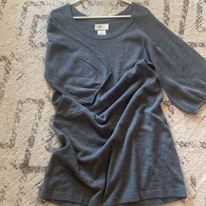 Grey sweater dress. 3/4 balloon sleeve with “pocket” detail.